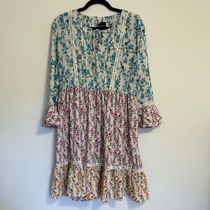 Maison Tara Blue and Green Floral Dress